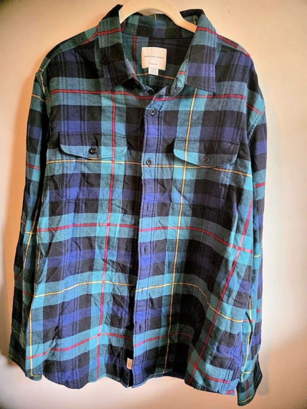 American Eagle Classic Fit Flannel Shirt Plaid Button Down Shirt